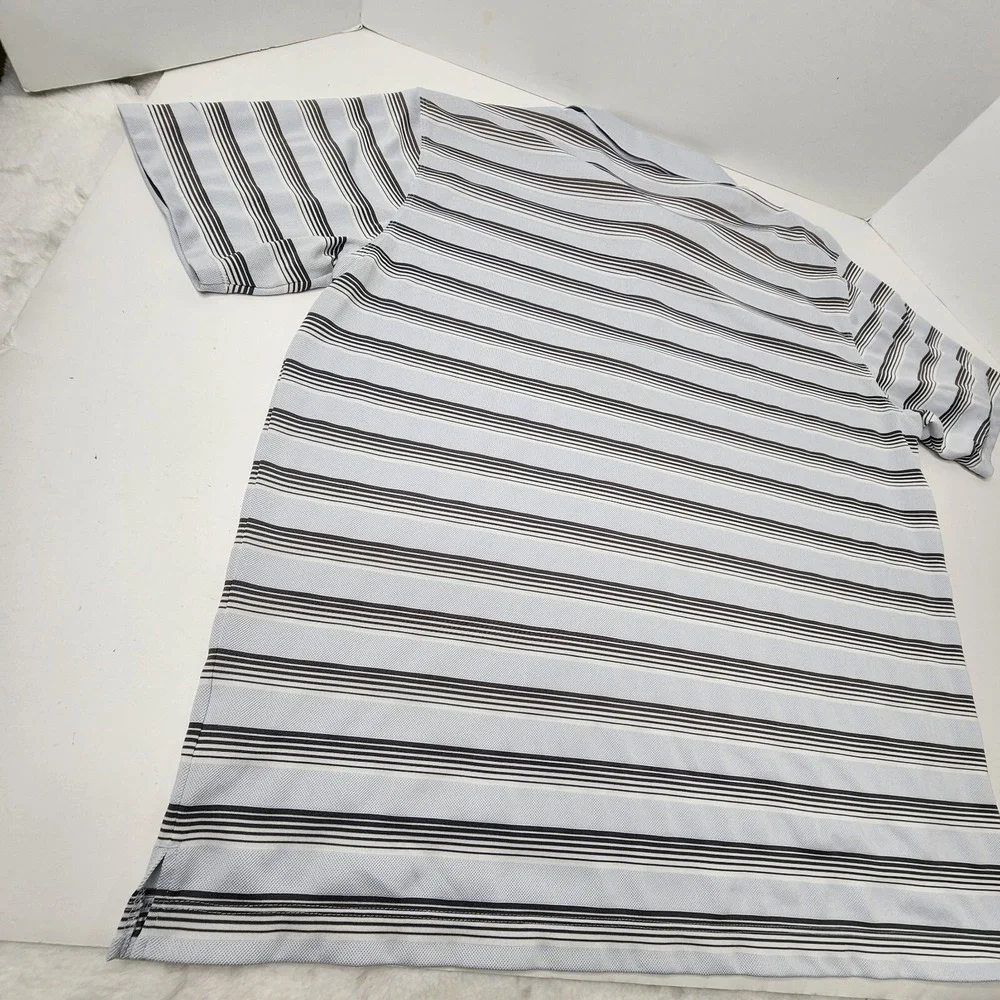 Nike Dri-FiT Standard Golf Polo Shirt Men's Large Striped light Blue Gray